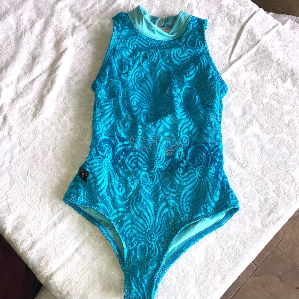 Kandi Kouture teal lace leotard. AS